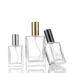 5PCS 10PCS 15ml 30ml 50ml Clear Mini Sample Refillable Perfume Spray Glass Atomizer Bottle With Black Golden Silver Lid