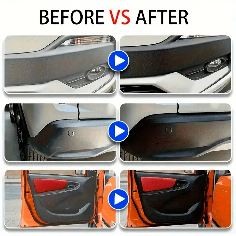 LOORSAN Plastic Polish & Restorer Gel - All-in-One Scratch Repair, Gloss Enhancer & Black Formula for Car Interior Dashboard, Ti