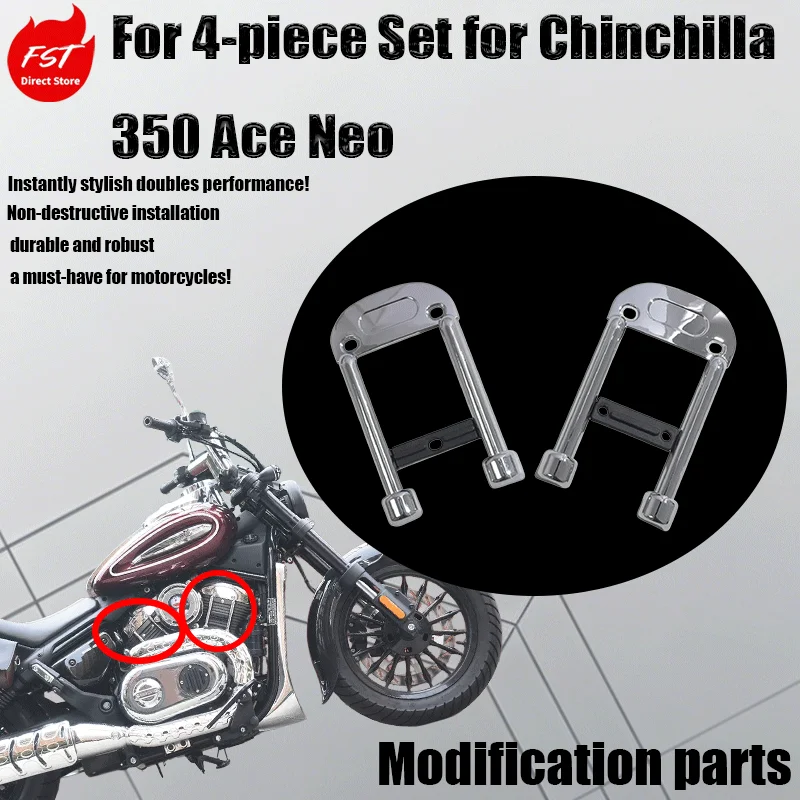 4-piece modification accessories for Chinchilla 350 Ace Neo aluminum alloy electroplated side cover decoration for V-twin engine