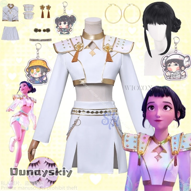 Zoey Huntrix WHAT IT SOUNDS LIKE сценическая форма Kawaii фильм Kpop демон косплей белый корейский идол сексуальное мини-платье костюм на Хэллоуин