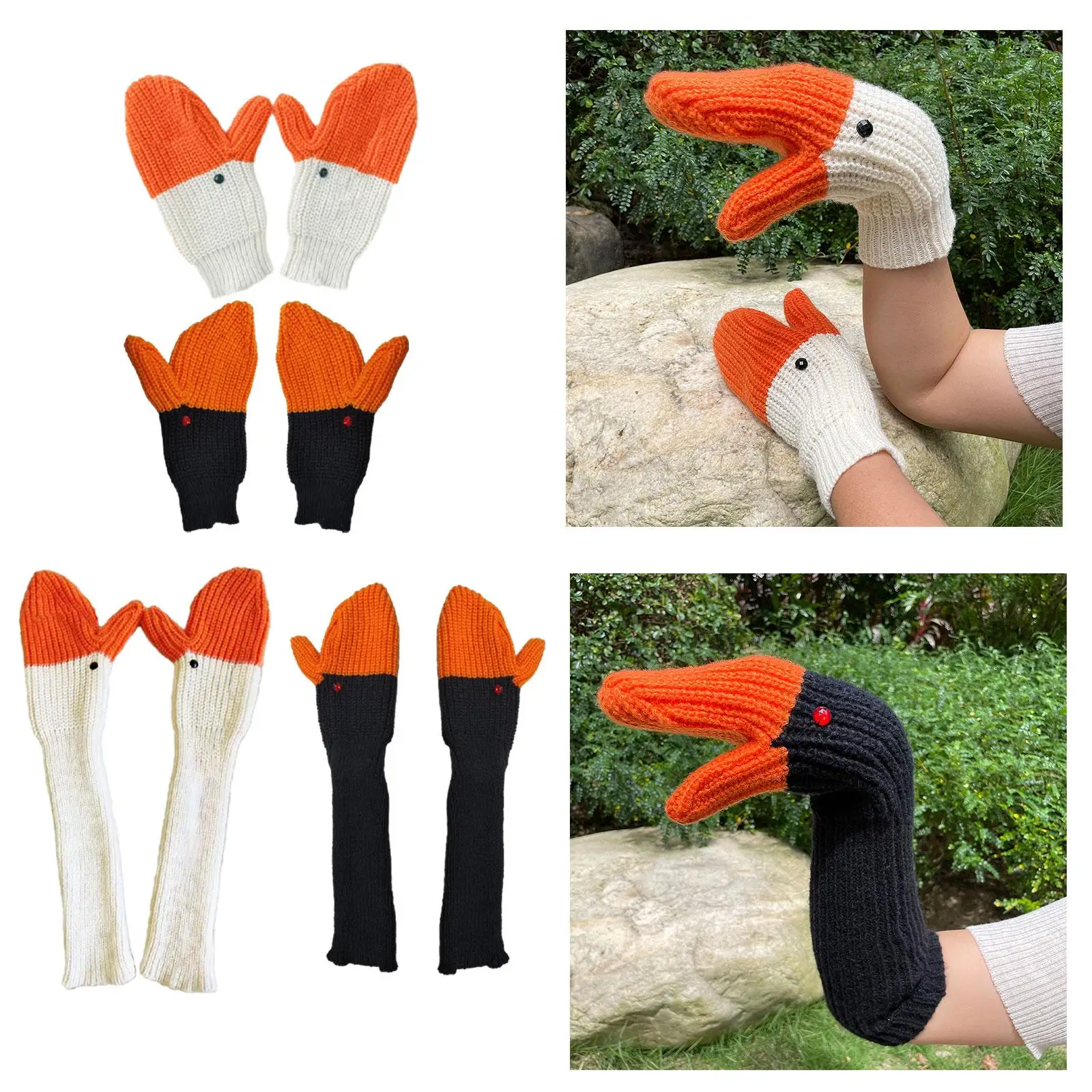 Fun Swan Shaped Gloves Decorative Knitted Gloves for Trekking Cosplay Hiking