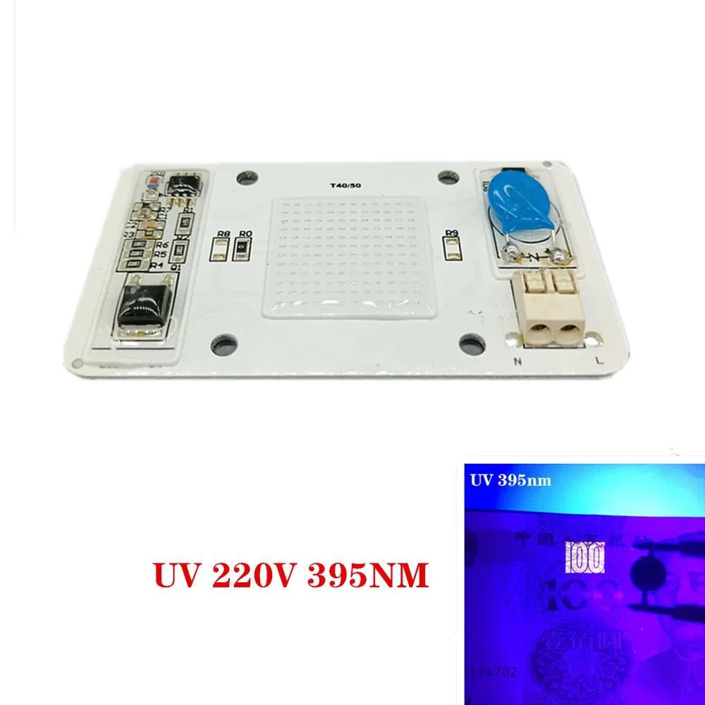 

COB Diode 50W 395nm Led UV Lamp Chip 110V 220V DOB AC Ultraviolet Cure Metal Detector Quartz Black Light Germicidal Disinfection