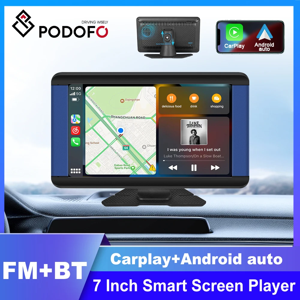 

Podofo 7-дюймовый экран AirPlay Carplay MP5 Портативный Умный плеер поддерживает Android авто беспроводной CarPlay Поддержка CVBS камеры