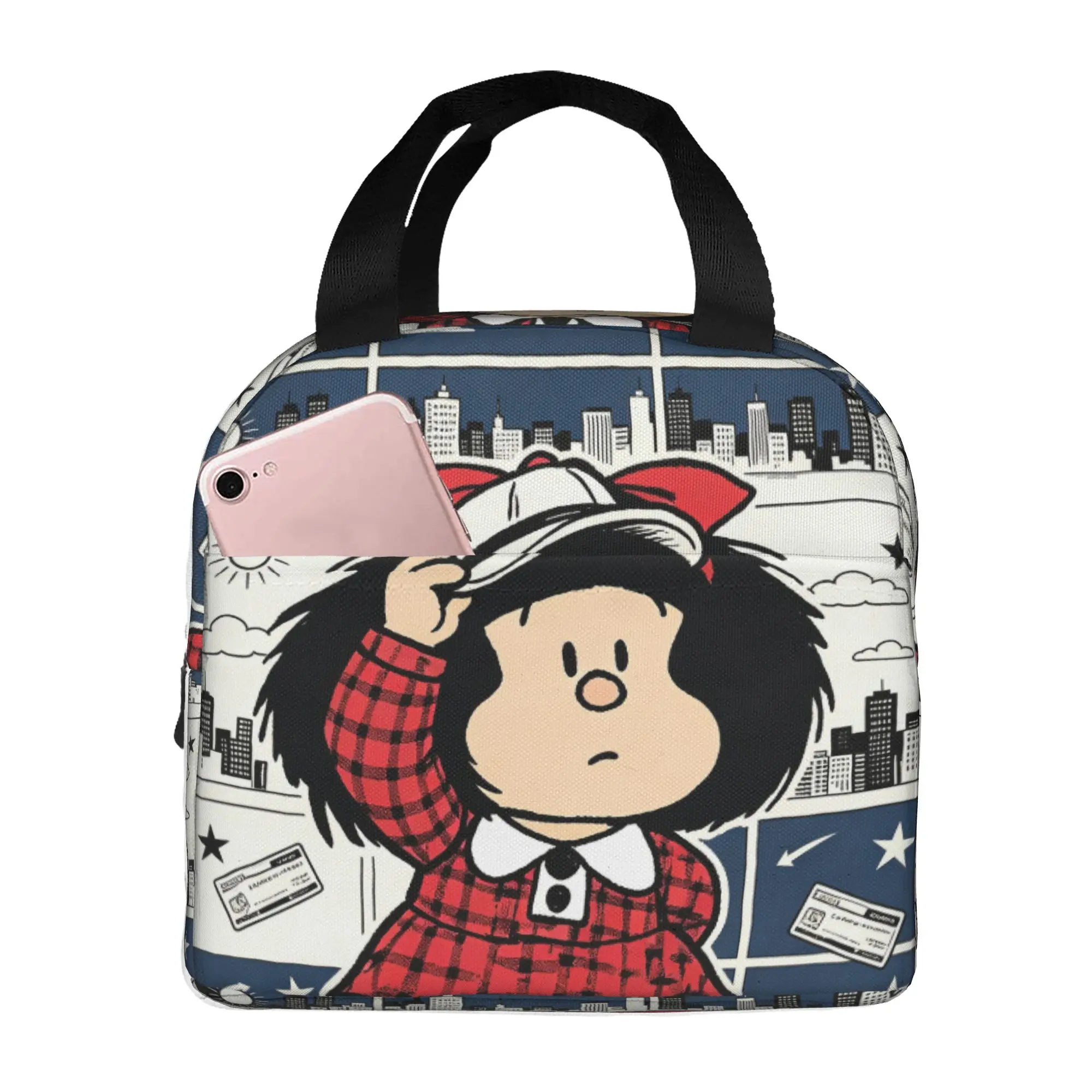 M-Mafaldas Lunch Bag Women Classical Comic Warm Cooler Insulated Lunch Box for Adult Office