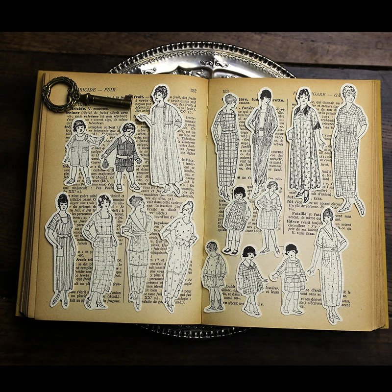 58 sztuk vintage fashion design lady naklejki papierowe rzemiosło i naklejki do scrapbookingu książka dekoracyjna naklejka DIY artykuły papiernicze — zdjęcie 4