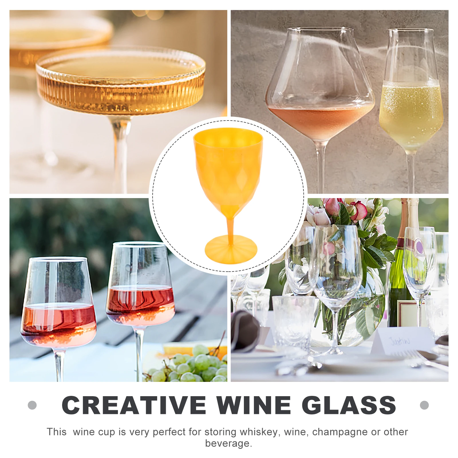 

6 Pcs Tall Wine Glass Goblet Cups for Party Long Handle Goblets Drinking Plastic Festival