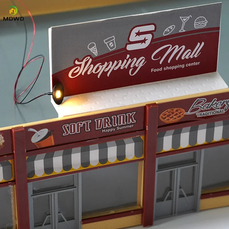 Creative HO Scale 1/87 Miniature Building Blocks Set with DIY Model Metal Pendant Light LED Billboard Kit  Diorama Layout Making