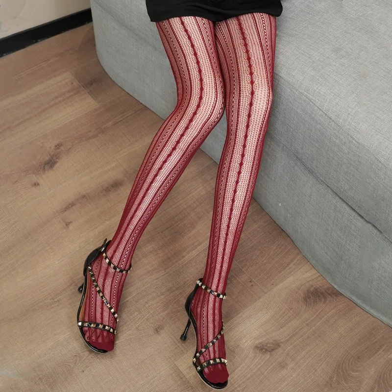 Lolita Stockings for Women Sexy Geometric Striped Fishnet Tights Rattan Mesh lace gothic Cute Seamless Fishnet Legging Pantyhose
