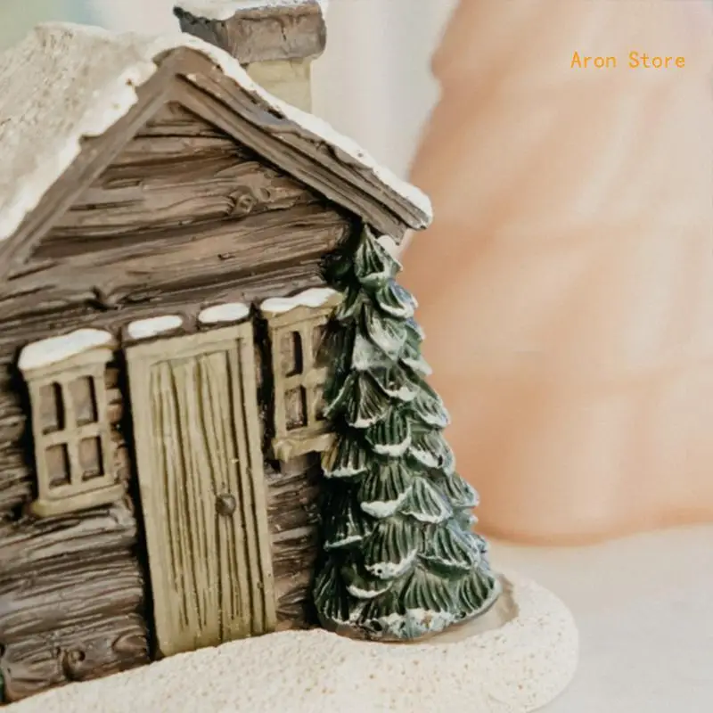 Log Cabin Chimney Ceramic Holder for Christmas Home and Office Enhancement H3CF