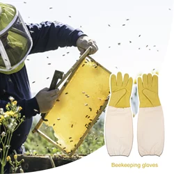 Bee Keeping Gloves Beekeeping Supply Goatskin Leather Beekeeper's Glove With Long Canvas Sleeve & Elastic Cuff Beekeeper Gloves