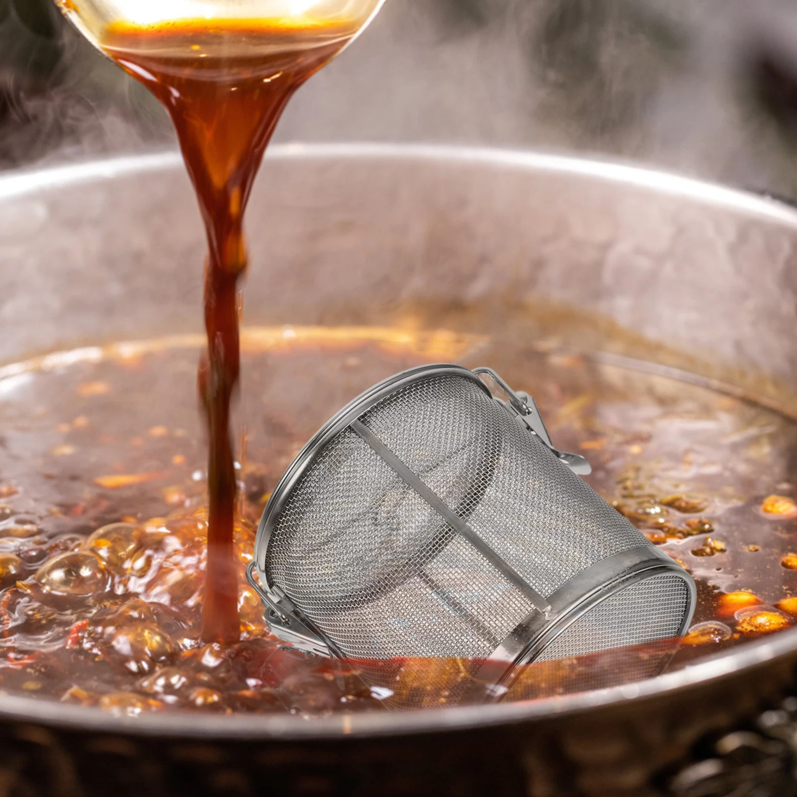 

Корзина для рассола из нержавеющей стали, мелкосетчатый фильтр для маринования овощей, мяса, разливающих жидкостей, многоразовый фильтр для приправ