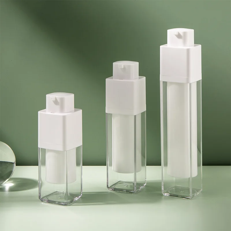 30/50 ml quadratische Rotary Press-Vakuum-Lotion-Flaschen – wiederverwendbar, tragbare Reisebehälter für Gesichtscreme, Foundation, Essenzflüssigkeit