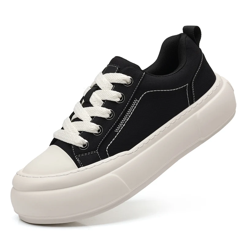 

Men's Autumn New Arrival Black Leather Shoes - Breathable Thick-Sole Stylish Sneakers, Casual & Sporty, Versatile & Lightweight