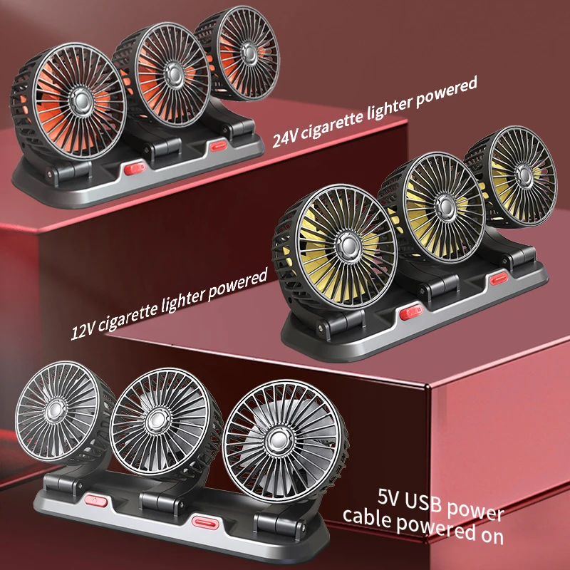 Car Fan with dual USB&cigarette lighter power options,built-in fragrance pad slot spreads gentle scent and purifies car air