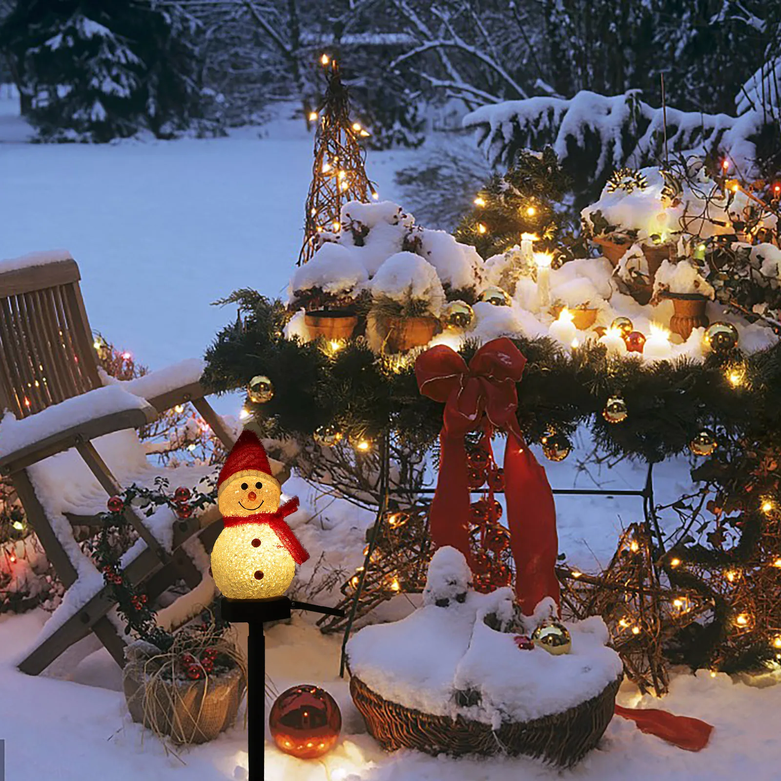 

Solar Energy Snowman Lawn Lamp Medium Size Outdoor Waterproof LED Light Christmas Garden Pathway Decorative Light