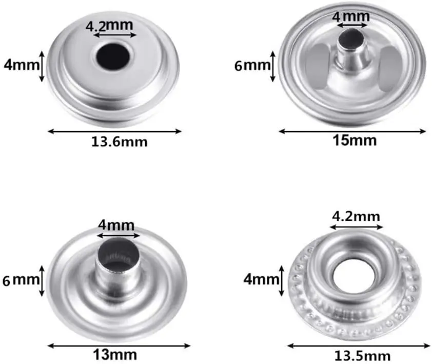 100 stücke 15mm Edelstahl Druckknopf Kit, marine Grade Snap Verschluss Edelstahl Druckknopf Tasten für Nähen Leder Taschen – Detail 1