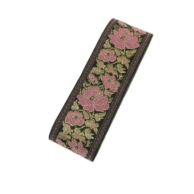 Wide 5 CM 10 Yards/lot Woven Jacquard Ribbon Flowers Pattern For Clothing Accessories CH-9292
