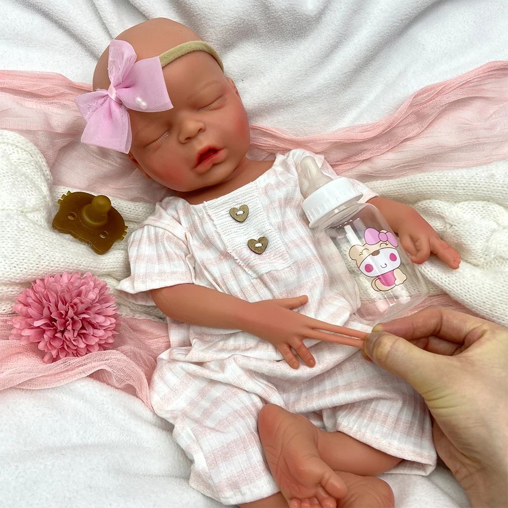 18Inch Whole Body Soft Silicone Reborn Doll Can Use Pacifiers Realistic Detail Feature Visible Veins Doll for Art Collector