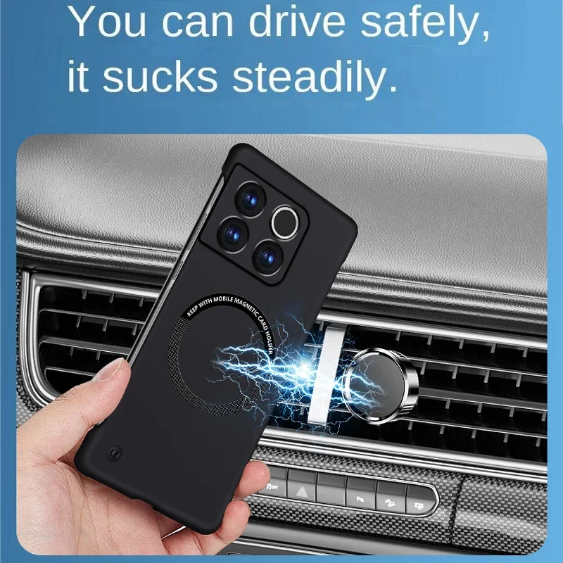 For Magesafe Car Magnetic Holder Frameless Wireless Charge Case Cover For OnePlus 10T 10R 10 Pro Shockproof PC Cover Cases New