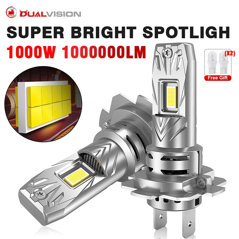 

Светодиодные фары H1 1000000 LM 6000K 1000W 16PCS CSP Дальний ближний свет Turbo Auto Light 1: 1 Безвентиляторная мини-фара 12V H1 Супер яркая противотуманная фара