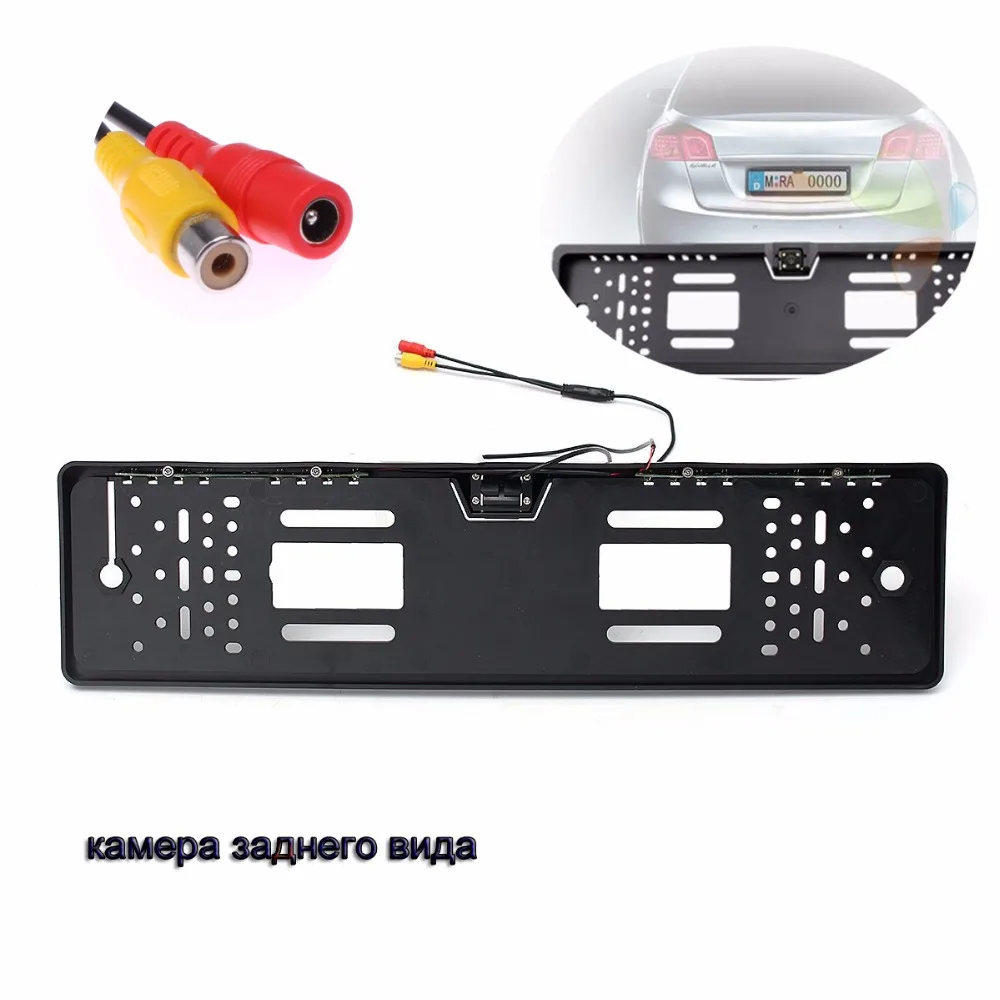 Telecamera per targa auto Degreat, telecamera posteriore wireless, cornice per targa europea, impermeabile, visione notturna, telecamera di retromarcia con 4 luci LED