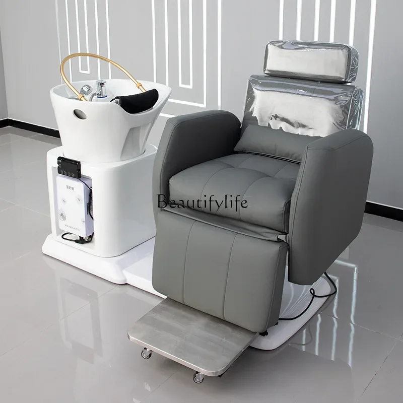 

02Simple intelligent electric massage shampoo bed rotating sitting full lying flush head treatment bed