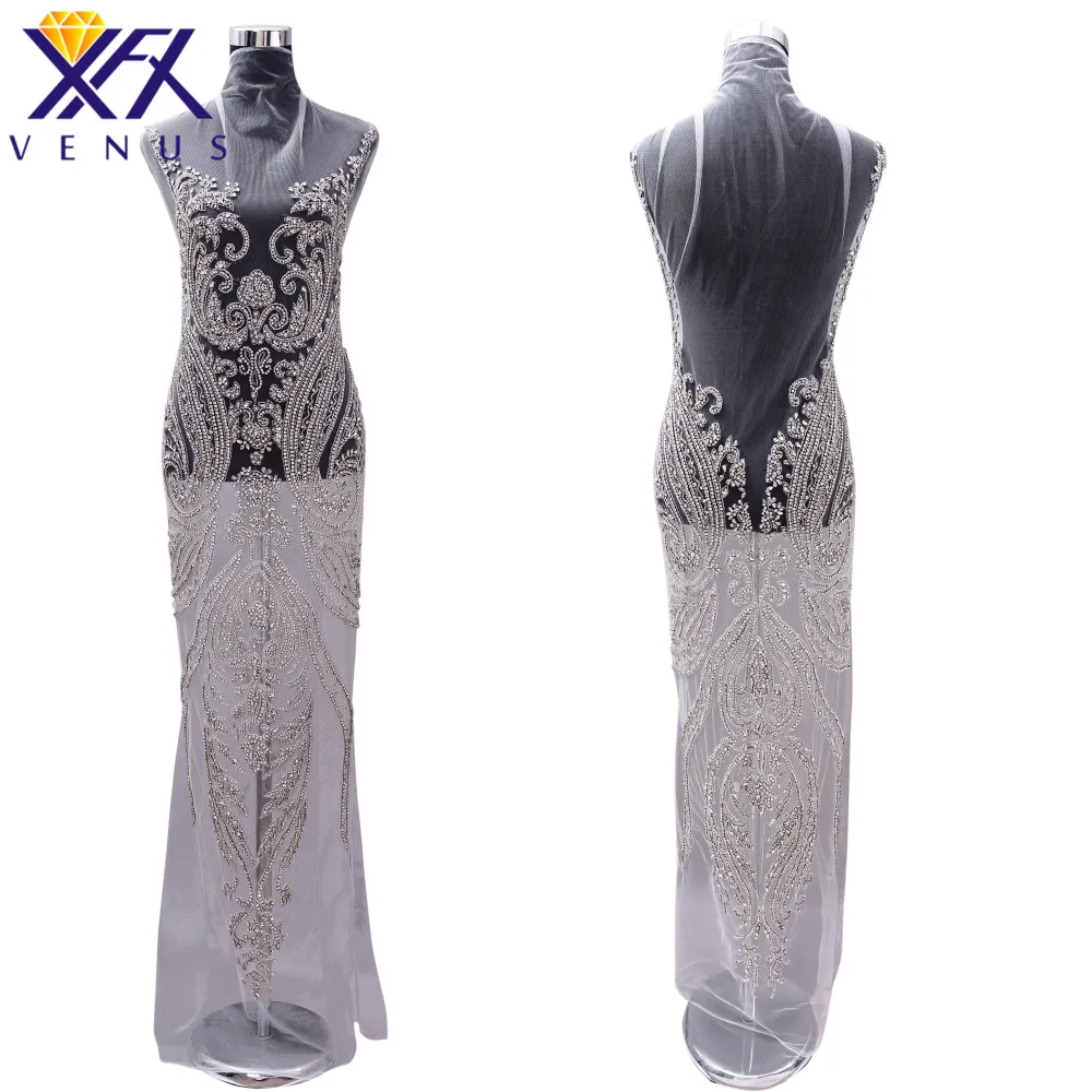 XFX VENUS 1 Set Handmade Crysta Wedding Diamond Long Bodice Patches Rhinestone Beaded Appliqued Patch Wedding Ball Gown