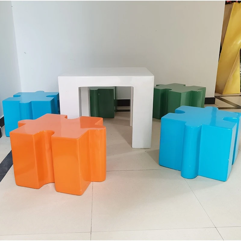 FRP table, chair and stool creative combination splicing shoe changing stool indoor simple furniture
