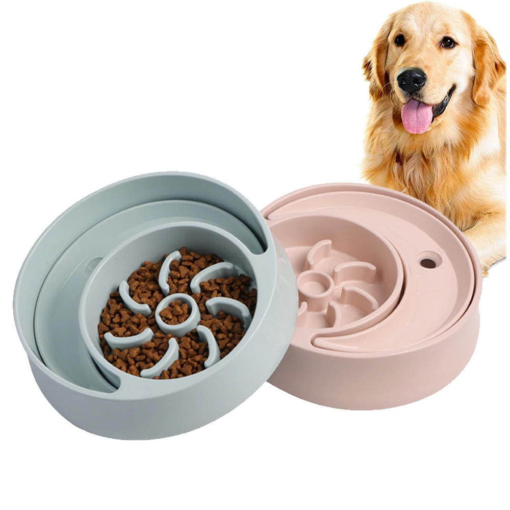 

2 in 1 Sun Moon Pet Bowl Slow Dog Feeder Cat Food Water Bowls Anti-Choking Plate Slow Eating Feeders Anti Glutton Floating Water