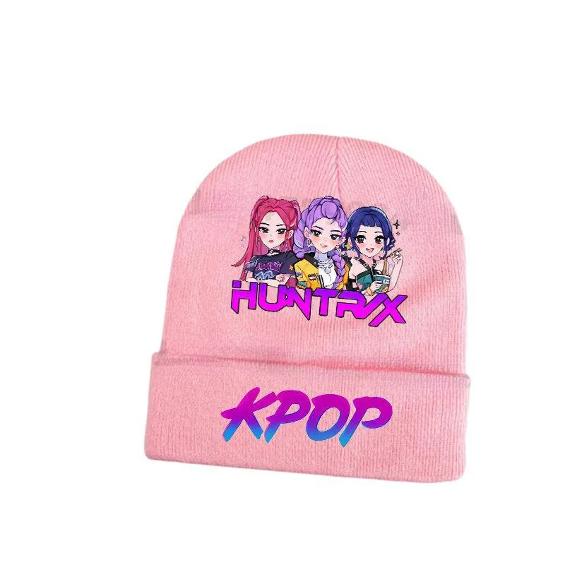 1 قطعة ل Kpop شيطان الصيادين Kawaii محبوك قبعة للفتيات أنيمي الكرتون لطيف قبعات متماسكة الخريف الشتاء يندبروف القبعات الدافئة الهدايا