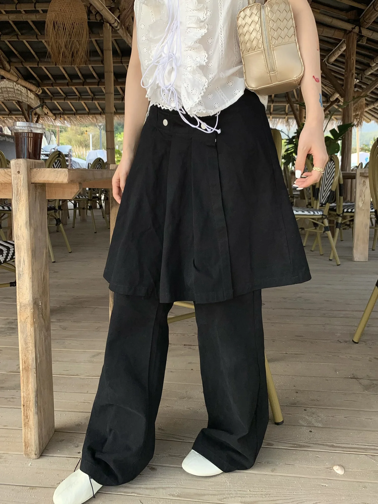 

Джинсы-брюки с высокой талией, А-образным силуэтом и прямым кроем, повседневные, длинные, в корейском стиле, весна-лето, женские