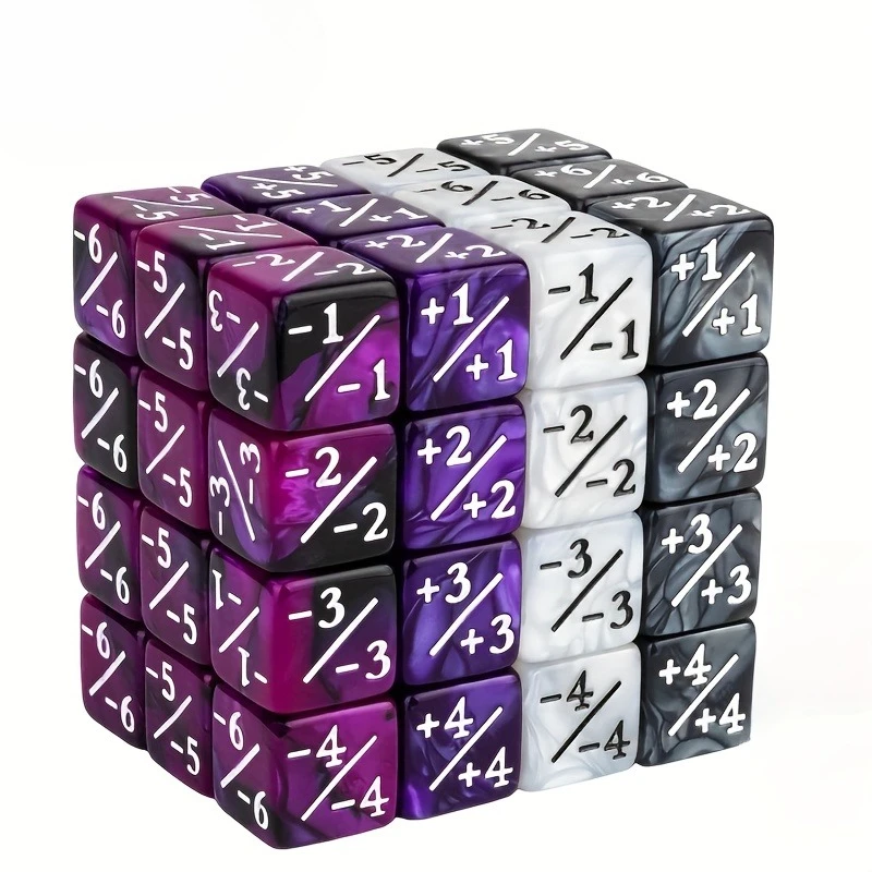 

48pcs Magic Counter Dice Plus 1 MTG Counters Dice Set Marble Life Buff Tokens D6 Dice, TCG, Card Gaming Accessories, Purple