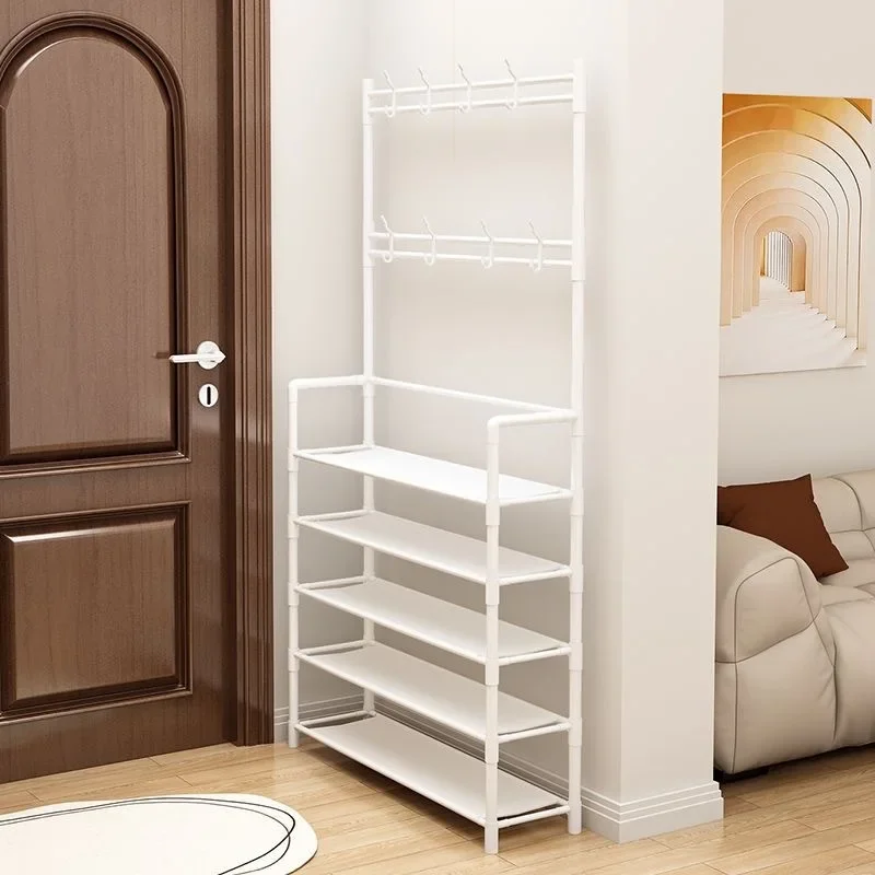 Simple Shoe Rack Door Home Integrated Hanger Multi-functional Storage Shoe Cabinet Coat Rack Multi-layer Device Rack