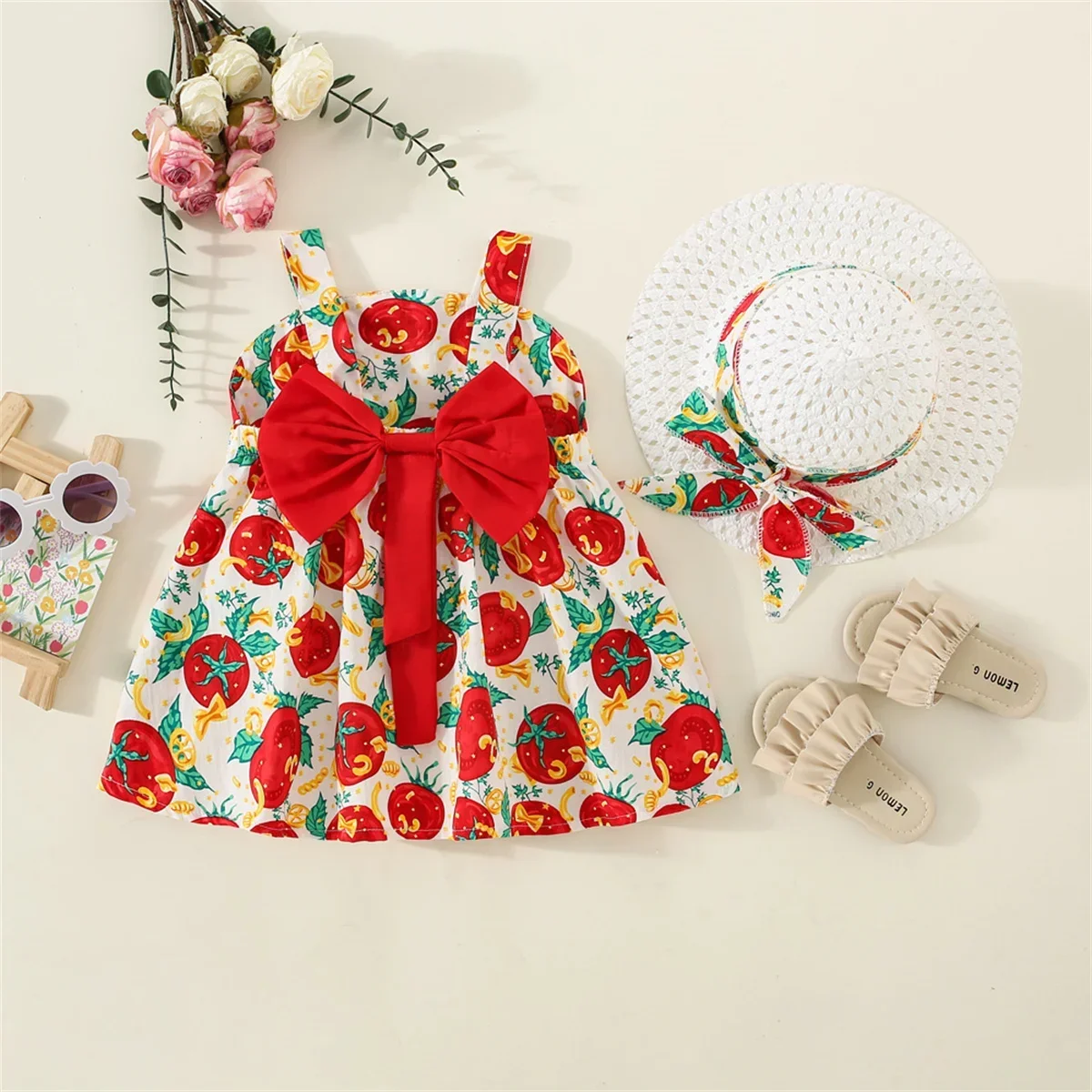 Baby Girl Dress Korean Style Princess Dress Fashion Printed Cotton Sling Dress For Kids Baby Clothes