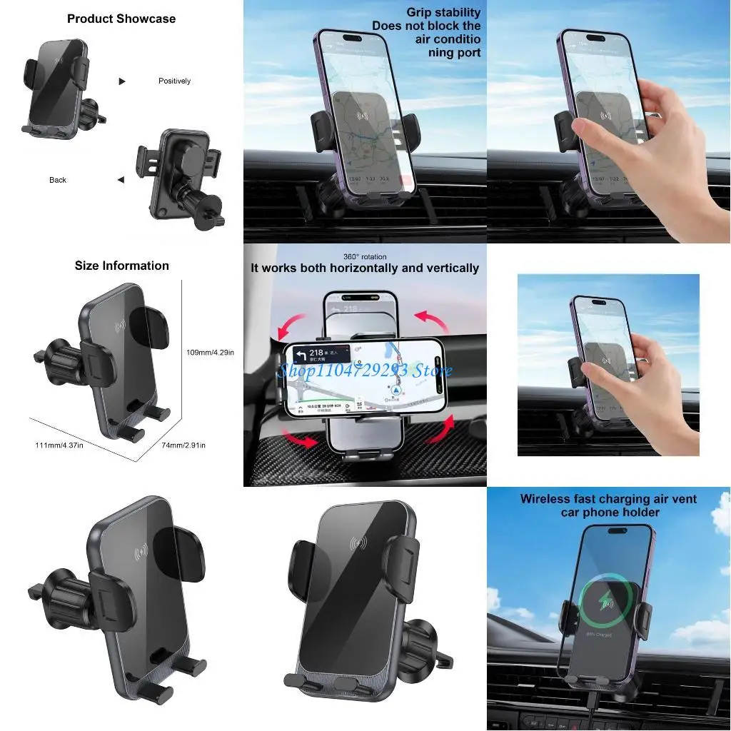 

Беспроводное автомобильное зарядное устройство Y2GD, быстрая зарядка 15 Вт, автомобильное крепление для телефона с зажимом, для