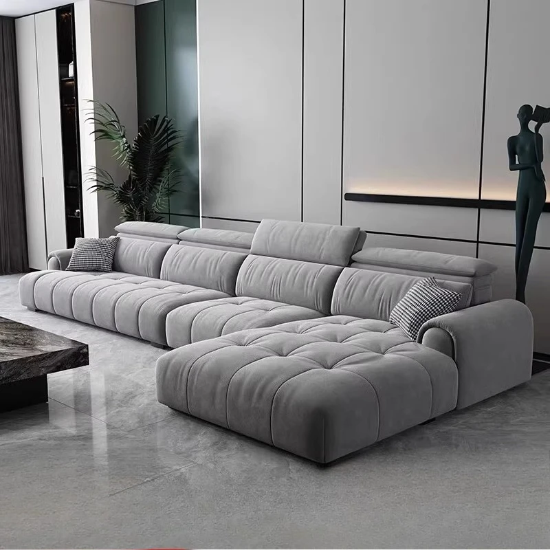 L-shaped Armchair Sofa Living Room Office Lounge Velvet Lazy Cloth Art Latex Sofa Relaxing Modern Luxury Home Furniture