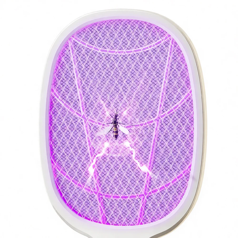 Foldable Electric Fly Killer Racket Rechargeable Bug Zapper 2 In 1 Mosquito Trap Lamp Household Portable Indoor Supplies