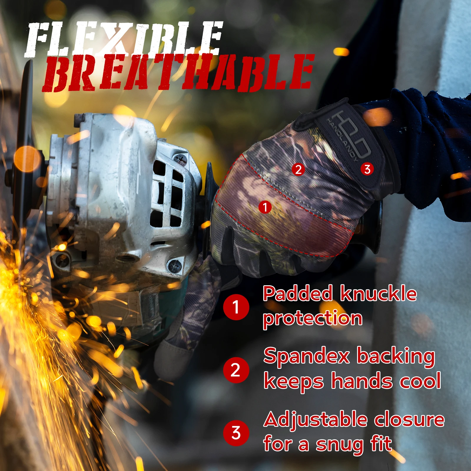 Sarung Tangan Kerja HANDLANDY untuk Pria, Sarung Tangan Kerja Mekanik Utilitas Layar Sentuh, Sarung Tangan Taktis Latihan Olahraga