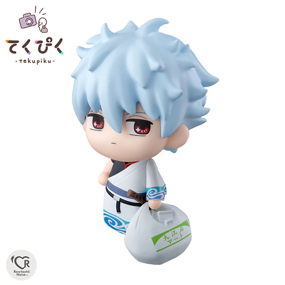 BANDAI Tekupiku Gintama Sakata Gintoki 10.5cm Collectible Doll Kawaii Anime Figure Model Toy