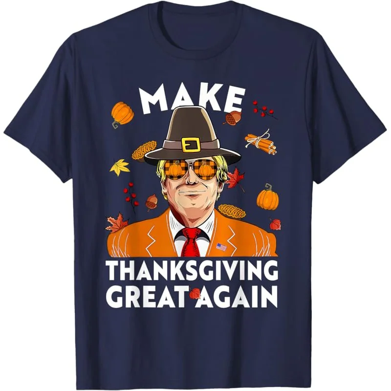 

Thanksgiving Make Great Again Funny Trump Autumn Fall Leaves T-Shirt