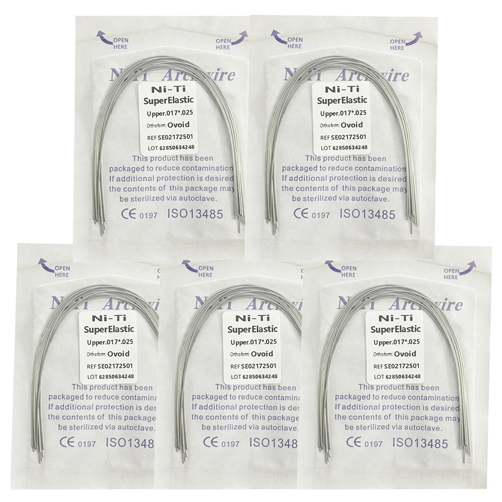 5Pack AG Tandheelkundige Boogdraden Orthodontische Super Elastische NITI Ronde Rechthoekige Boogdraad Onder/Boven 012/014/016/018/020/16x16/16x22