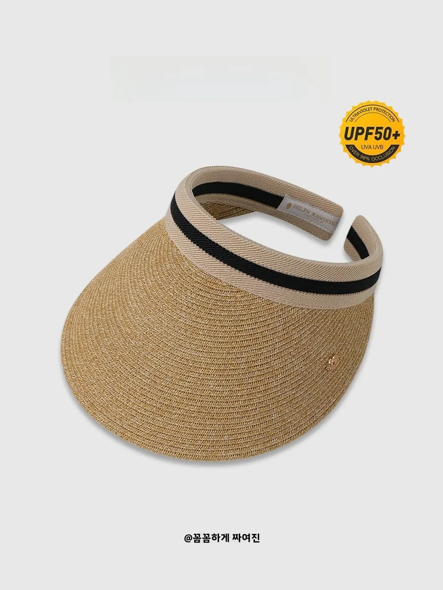 Japan Straw Woven Topless Hat Children's Summer New Travel Beach Sun Hat Sun Protection UV Protection Sun Protection Straw Hat