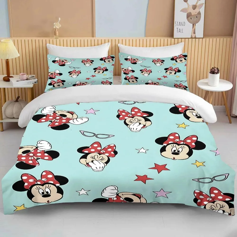 Imagem -04 - Disney-minnie e Mickey Mouse Conjunto de Cama Desenhos Animados do Bebê Bed Grupo Fronha Tampa da Cama Quarto Duvet Gift Pcs