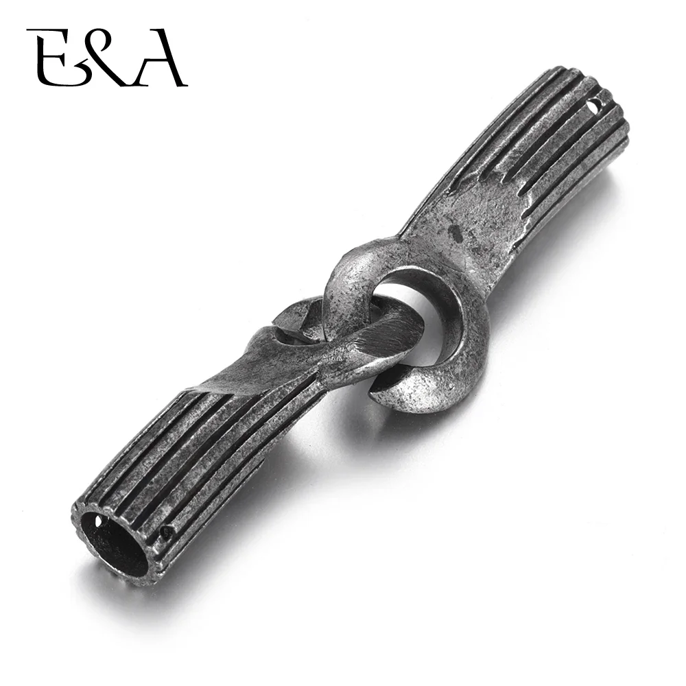 Stainless Steel Interlocking Clasps Set Lividity Hole 5mm Connector Leather Cord Easy Clasp DIY Bracelet Jewelry Making Findings