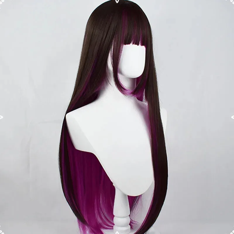 باروكة شعر مستقيمة باللونين الأسود والوردي، باروكات صناعية طويلة مموجة مع غرة للنساء، شعر مستعار لوليتا من الألياف الطبيعية ذات درجة الحرارة العالية