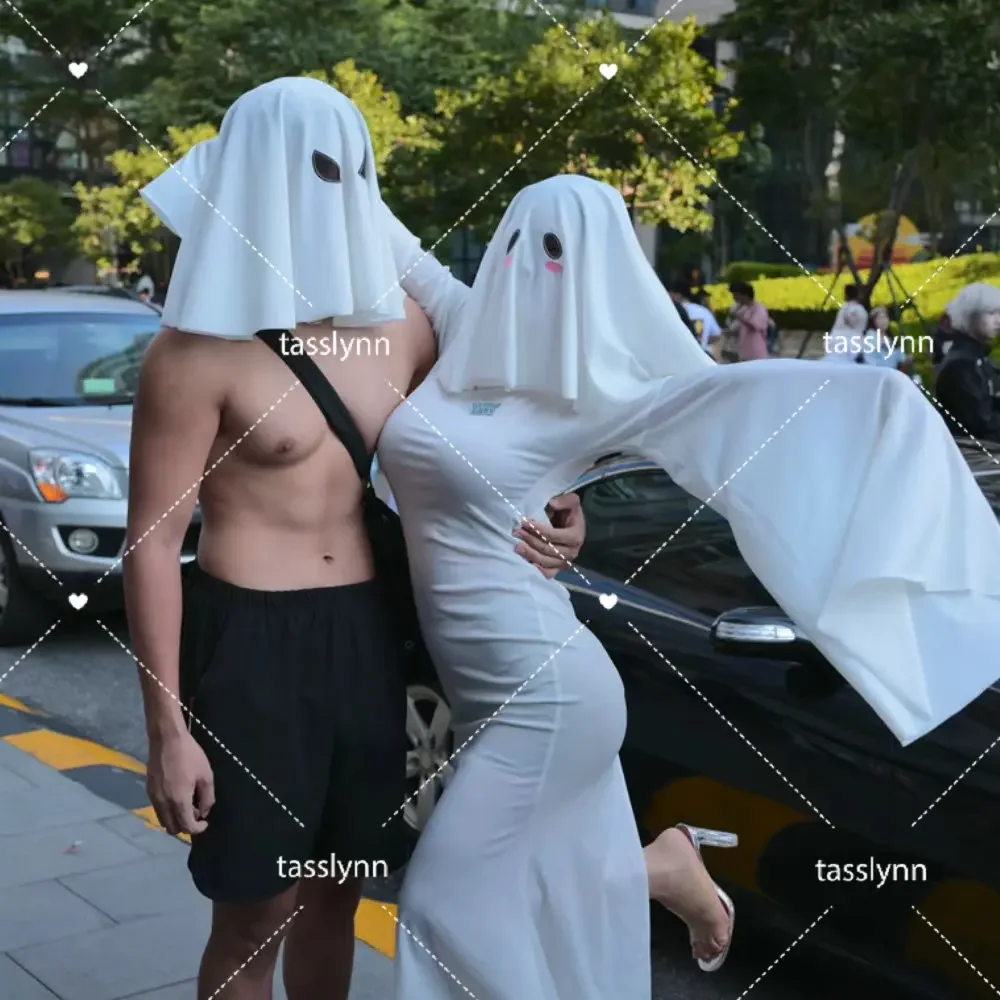 Female Ghost Cosplay Costume Halloween Scare Face Cape Scream Costume Adult Fancy Dress Halloween Cosplay Costume