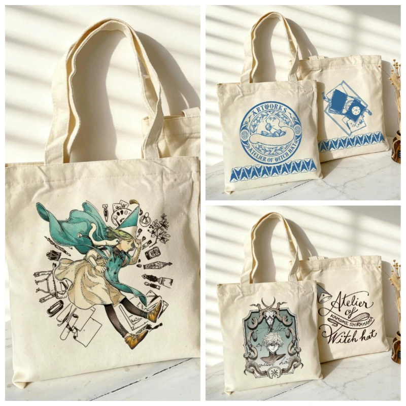 

Witch Hat Atelier Anime Canvas Tote Bag Kawaii Cartoon Print Coco Shopping Bag Tote Bags Peripheral Birthday Gift