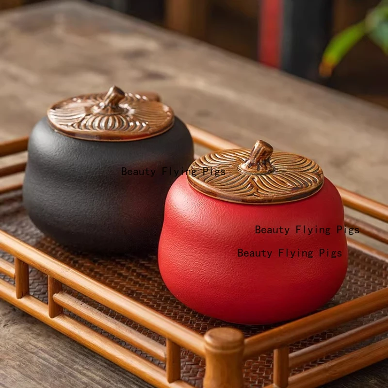 Ceramic Tea Jar, Chinese Seasoning Storage Jar, Ceramic Medicine Powder/facial Mask Powder Tank, Tea Ceremony Accessories