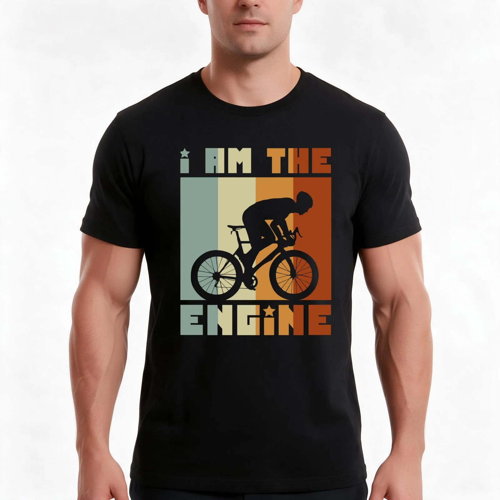 I Am The Engine Cool Cycling Bicycle Riding Retro Slogan T-Shirt, Summer Casual Cotton Tee, Oversized Streetwear Tops