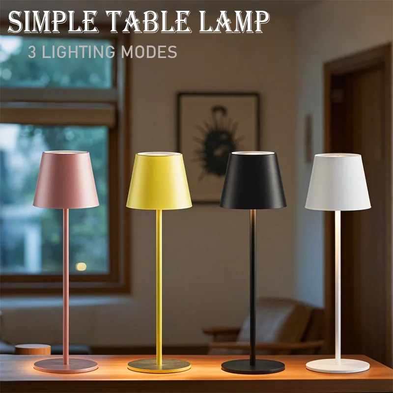 Portable LED Table Lamp, Rechargeable Battery Operated Desk Lamp, Touch Dimmable Night Light for Bedroom Dining Room Bar